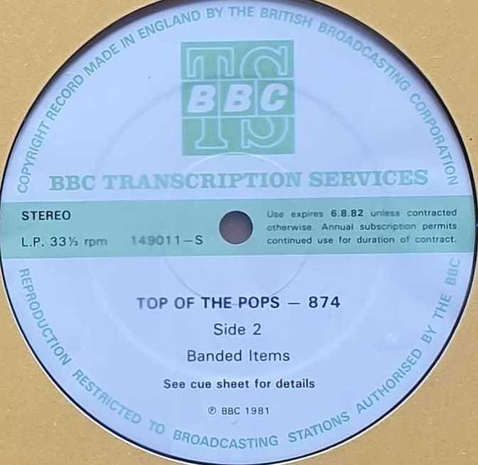 149010 - S Top of the pops - 874 Various from the BBC records and Tapes library Label